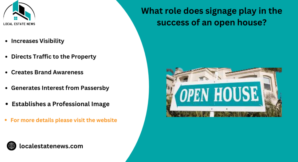 What role does signage play in the success of an open house?